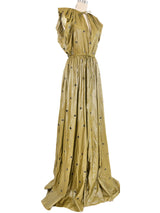 2018 Bottega Veneta Metallic Grommet Parachute Gown Dress arcadeshops.com