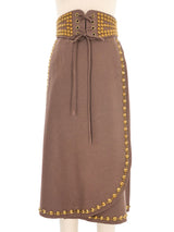Adolfo Studded Wool Wrap Skirt And Belt Bottom arcadeshops.com