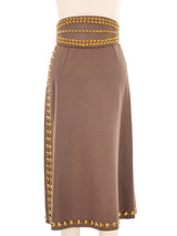 Adolfo Studded Wool Wrap Skirt And Belt Bottom arcadeshops.com