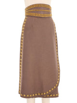 Adolfo Studded Wool Wrap Skirt And Belt Bottom arcadeshops.com