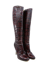 Giuseppe Zanotti Burgundy Snakeskin Boots, 40.5 Accessory arcadeshops.com