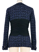 2016 Chanel Indigo Tweed Ruched Waist Jacket Jacket arcadeshops.com