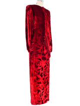 Bill Blass Draped Red Velvet Gown Dress arcadeshops.com
