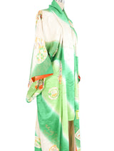 Green And White Vase Motif Maxi Kimono Jacket arcadeshops.com