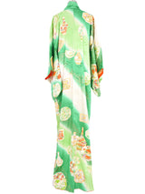 Green And White Vase Motif Maxi Kimono Jacket arcadeshops.com