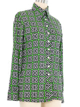 1970s Givenchy Sport Greek Key Print Blouse Top arcadeshops.com