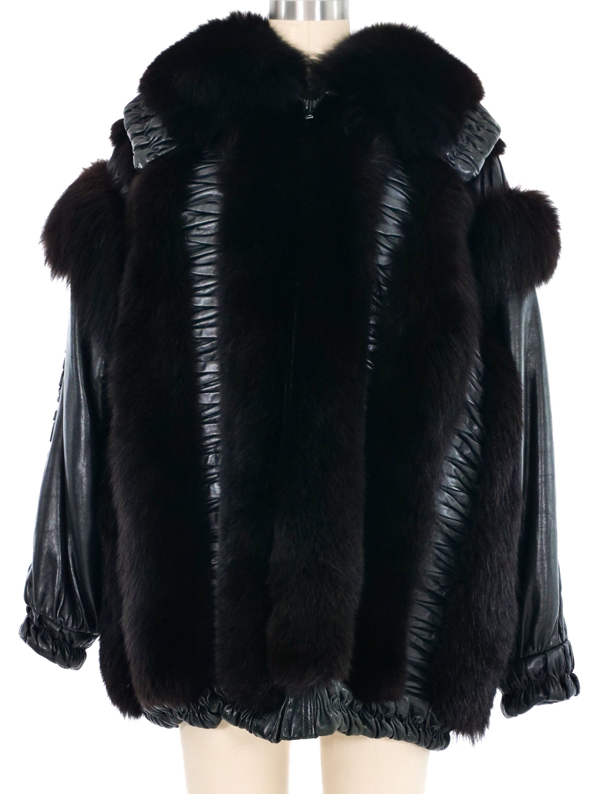 Christian Dior Ruched Fur And Leather Bomber Jacket