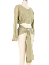 Junior Gaultier Cutout Wrap Front Cotton Blouse Top arcadeshops.com
