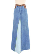 1970s Patchwork Denim Maxi Skirt Bottom arcadeshops.com