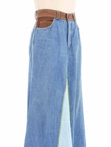 1970s Patchwork Denim Maxi Skirt Bottom arcadeshops.com