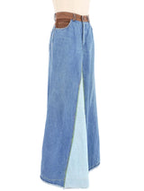1970s Patchwork Denim Maxi Skirt Bottom arcadeshops.com