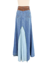 1970s Patchwork Denim Maxi Skirt Bottom arcadeshops.com