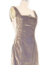 Versus Gianni Versace Silver Crushed Velvet Mini Dress Dress arcadeshops.com