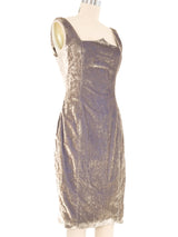 Versus Gianni Versace Silver Crushed Velvet Mini Dress Dress arcadeshops.com
