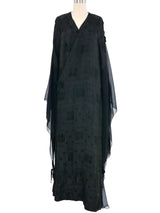 Black Embroidered Angel Sleeve Caftan Dress arcadeshops.com