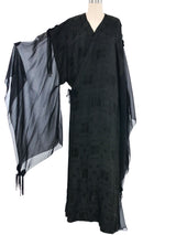 Black Embroidered Angel Sleeve Caftan Dress arcadeshops.com