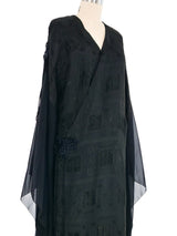 Black Embroidered Angel Sleeve Caftan Dress arcadeshops.com