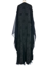 Black Embroidered Angel Sleeve Caftan Dress arcadeshops.com
