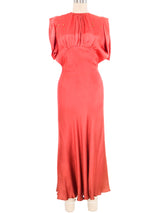 1930s Stud Embellished Red Satin Evening Gown Dress arcadeshops.com