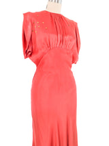 1930s Stud Embellished Red Satin Evening Gown Dress arcadeshops.com