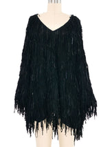 Judith Ann Black Suede Fringe Mesh Top Top arcadeshops.com