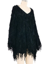 Judith Ann Black Suede Fringe Mesh Top Top arcadeshops.com