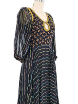 Thea Porter Wiggle Stripe Floral Dress Dress arcadeshops.com