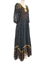 Thea Porter Wiggle Stripe Floral Dress Dress arcadeshops.com