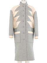 Courreges Gray Wool Geometric Colorblock Coat Outerwear arcadeshops.com