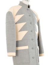 Courreges Gray Wool Geometric Colorblock Coat Outerwear arcadeshops.com