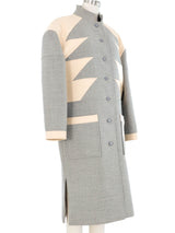 Courreges Gray Wool Geometric Colorblock Coat Outerwear arcadeshops.com