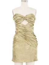 Vicky Tiel Gold Lame Ruched Cocktail Dress Dress arcadeshops.com