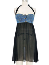 Dolce And Gabbana Denim Bustier Chiffon Dress Dress arcadeshops.com