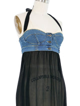 Dolce And Gabbana Denim Bustier Chiffon Dress Dress arcadeshops.com