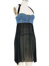 Dolce And Gabbana Denim Bustier Chiffon Dress Dress arcadeshops.com