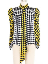 Edeltrud Hofmann Silk Yellow Polka Dot Blouse Top arcadeshops.com