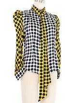 Edeltrud Hofmann Silk Yellow Polka Dot Blouse Top arcadeshops.com