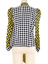 Edeltrud Hofmann Silk Yellow Polka Dot Blouse Top arcadeshops.com