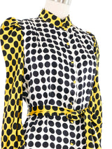 Edeltrud Hofmann Silk Yellow Polka Dot Blouse Top arcadeshops.com