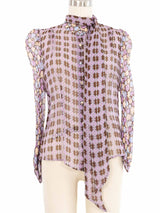 Edeltrud Hofmann Purple Horsebit Chiffon Blouse Top arcadeshops.com