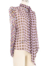 Edeltrud Hofmann Purple Horsebit Chiffon Blouse Top arcadeshops.com
