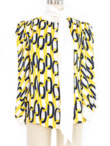 Edeltrud Hofmann Yellow And Black Chain Link Silk Blouse Top arcadeshops.com