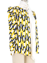 Edeltrud Hofmann Yellow And Black Chain Link Silk Blouse Top arcadeshops.com