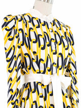 Edeltrud Hofmann Yellow And Black Chain Link Silk Blouse Top arcadeshops.com