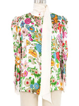 Edeltrud Hofmann Ivory Floral Silk Blouse Top arcadeshops.com