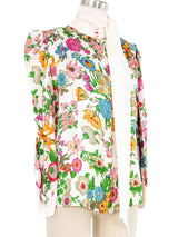Edeltrud Hofmann Ivory Floral Silk Blouse Top arcadeshops.com
