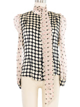 Edeltrud Hofmann Pink Polka Dot Silk Blouse Top arcadeshops.com