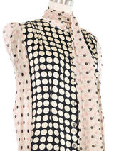 Edeltrud Hofmann Pink Polka Dot Silk Blouse Top arcadeshops.com