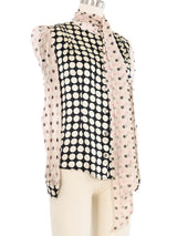 Edeltrud Hofmann Pink Polka Dot Silk Blouse Top arcadeshops.com