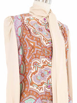Edeltrud Hofmann Nude Paisley Silk Blouse Top arcadeshops.com